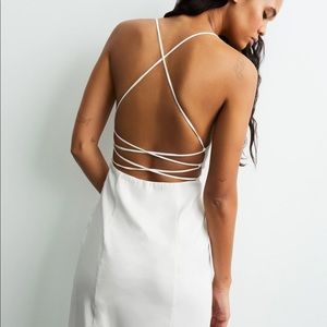 White Linen Midi Backless Dress